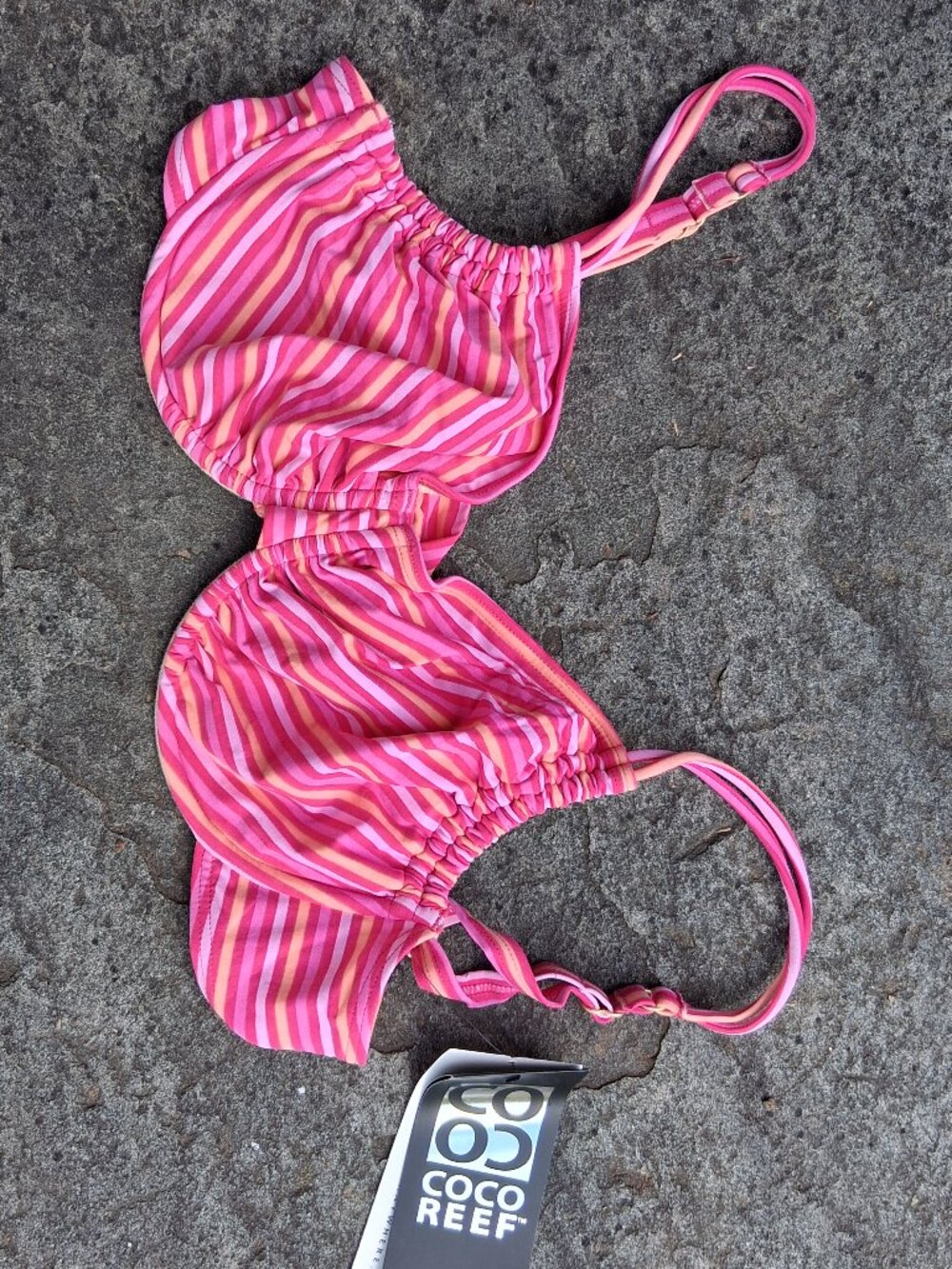 Coco reef 36DD 38DD Stripe Bikini Top Underwire Swimsuit Pink DD Cup